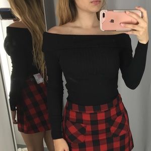 H&M Black Long Sleeve Off the Shoulder Top